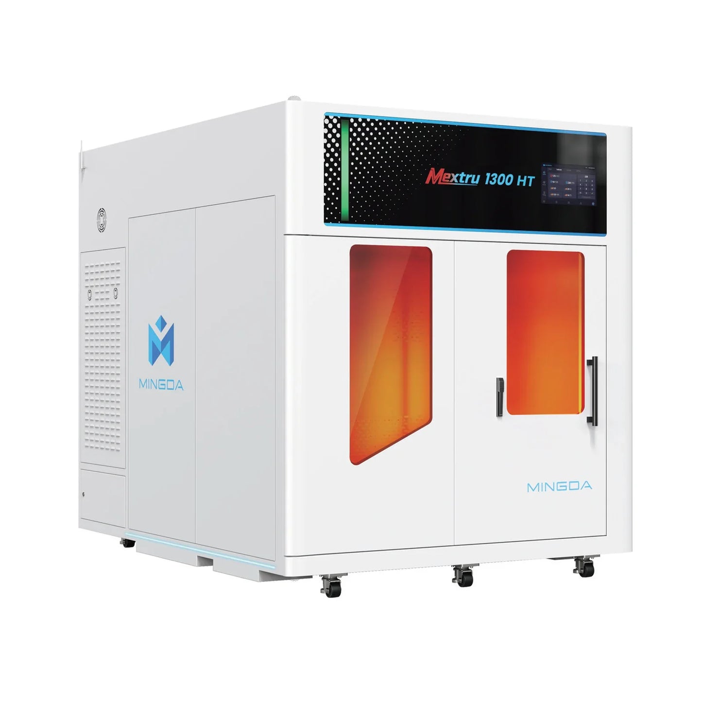 Stampante 3D Mingda Mextru 1300 HT con display e porte arancioni