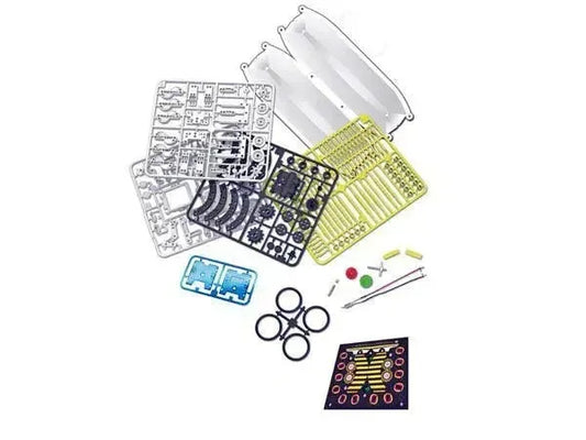 Kit robot solare educativo 14-in-1 con pezzi in plastica, pale solari e ingranaggi