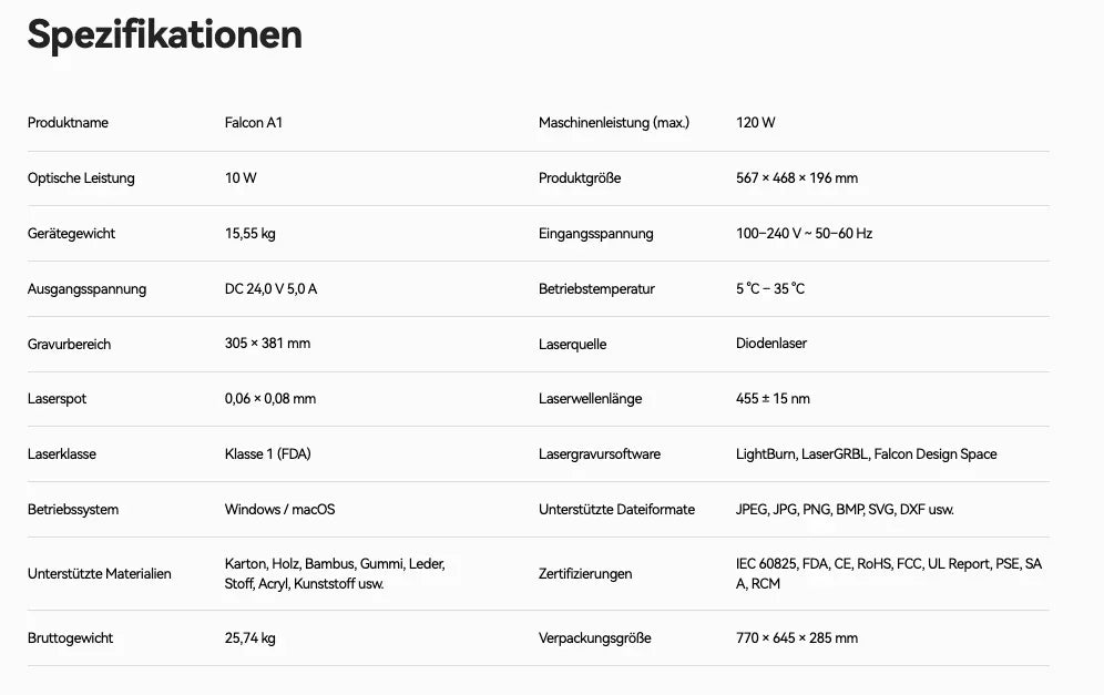 Creality Falcon A1 Bianco