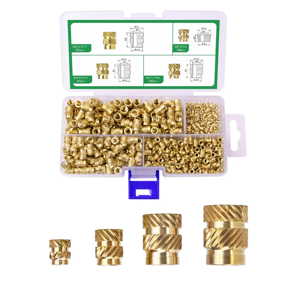 Mintion Assorted Threaded Insert Set - 500 Pieces
