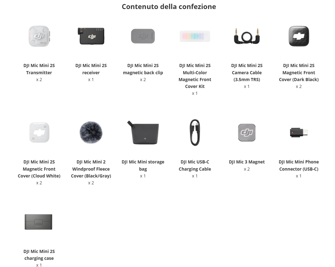 DJI Mic Mini 2S (2 TX + 1 RX + Custodia di ricarica)