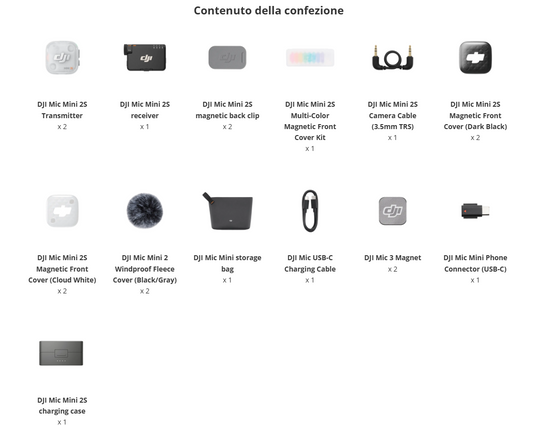 DJI Mic Mini 2S (2 TX + 1 RX + Custodia di ricarica)