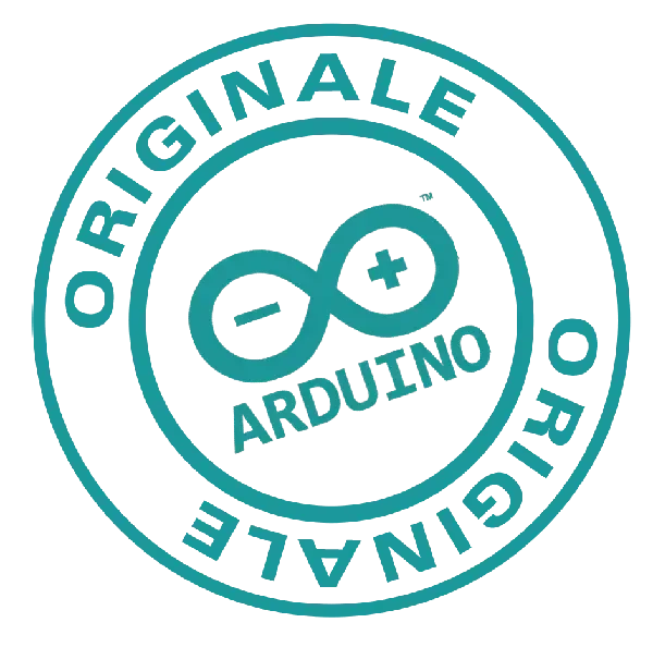 Logo timbro Arduino originale, simbolo infinito e scritta Originale in cerchio