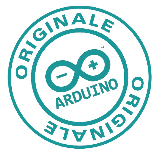 Logo timbro Arduino originale, simbolo infinito e scritta Originale in cerchio