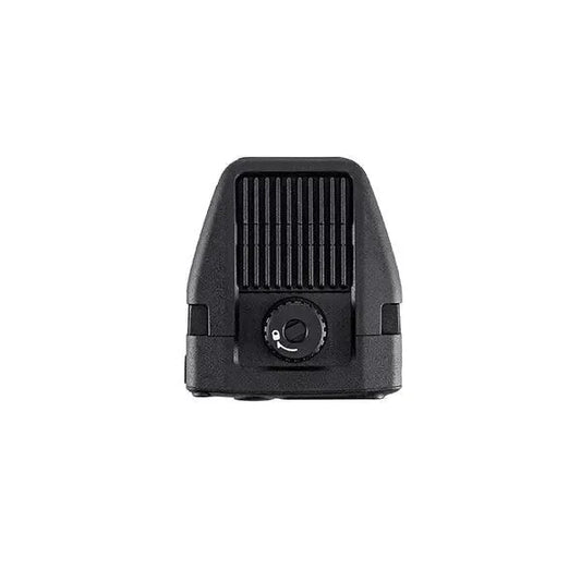 Modulo LiDAR nero per drone DJI, vista frontale, sensore e manopola di regolazione