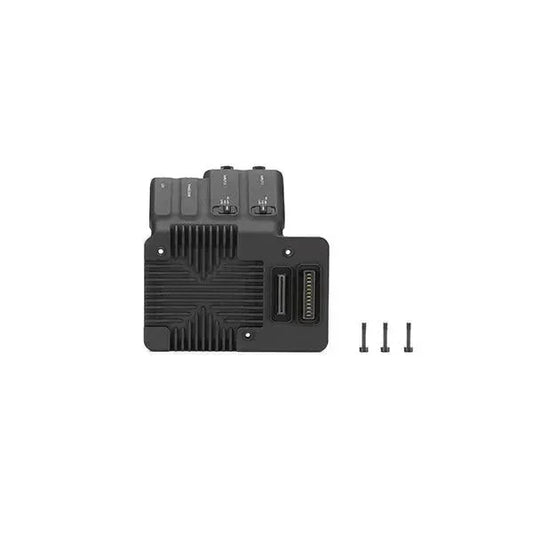 Piastra di espansione DJI Ronin 4D nera con connettori e viti, accessorio per droni e fotocamere