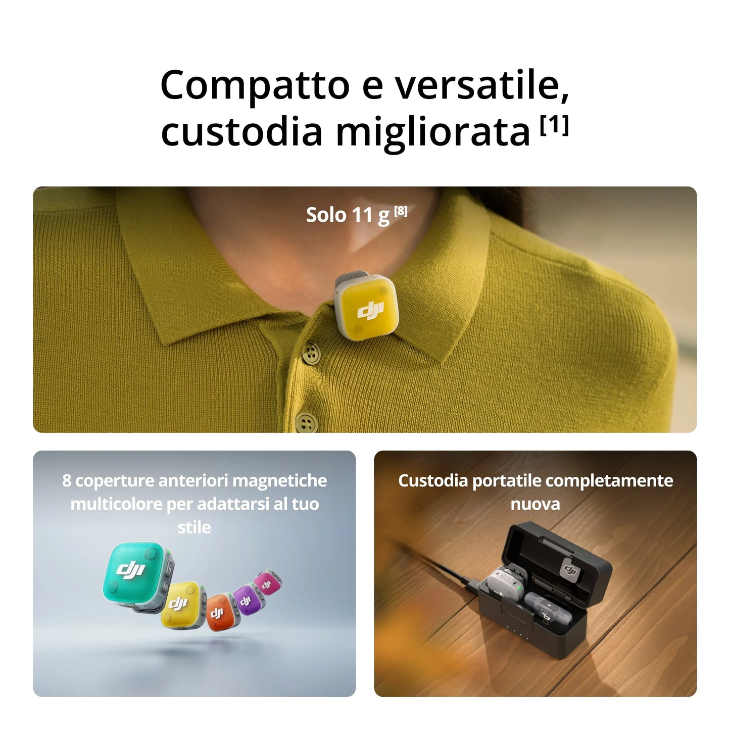 DJI Mic Mini 2 (1 TX + 1 RX mobile + Custodia di ricarica) - 3Digital | Droni e Stampanti 3D