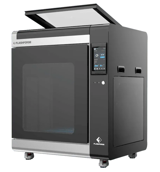 Stampante 3D professionale Flashforge Creator 4 con display touchscreen e sportello aperto.