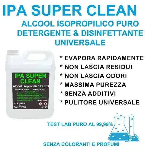 Tanica 5L di alcool isopropilico puro IPA super clean detergente e disinfettante universale per stampanti 3D e droni.