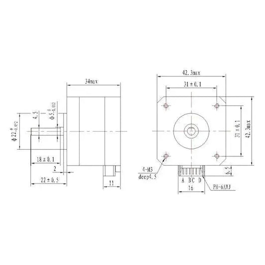 Motore passo-passo bipolare NEMA 17 – 1,5 A - 3Digital | Droni e Stampanti 3D