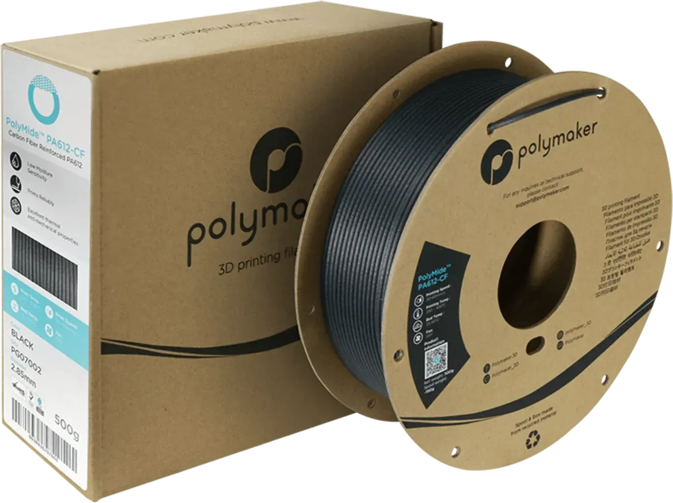 POLYMAKER POLYMIDE™ PA612-CF BLACK 1.75mm/500g - 3Digital | Droni e Stampanti 3D