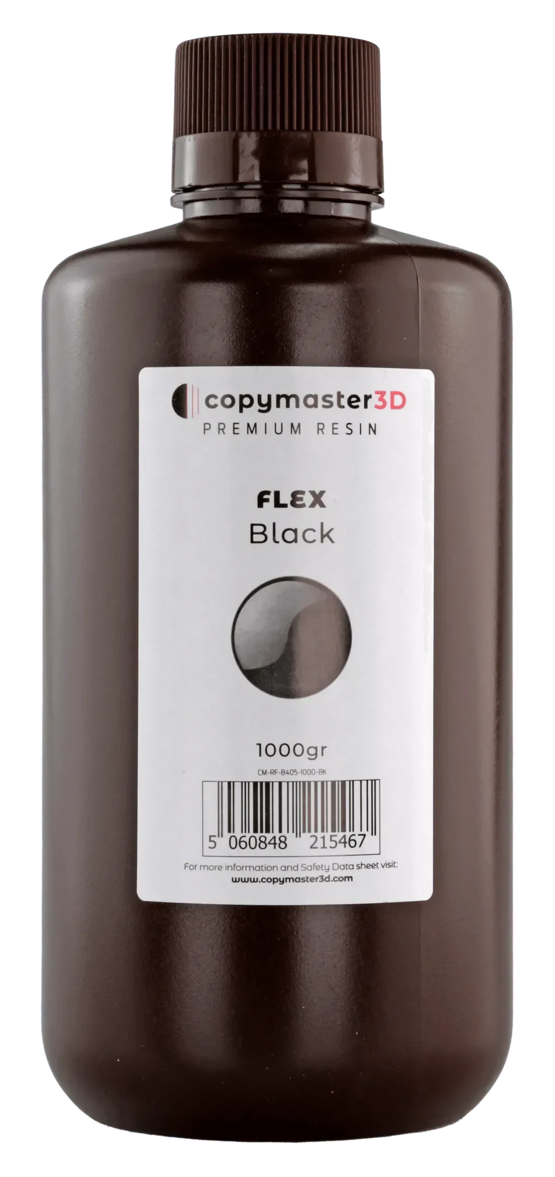 Bottiglia di resina UV flessibile nera per stampanti 3D, etichetta Copymaster3D, 1kg