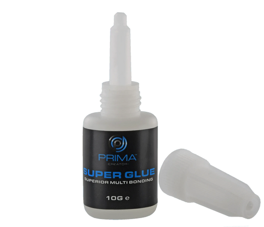 Colla super rapida per stampa 3D, 10g, flacone aperto con tappo accanto