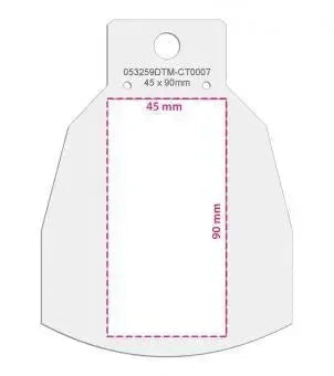 Sagoma vassoio bianco con foro, misura rettangolo 45x90 mm, design accessori stampa 3D.