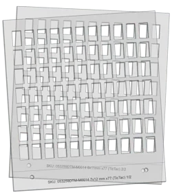 Vassoio manuale in plastica con griglia rettangolare, accessorio per stampanti 3D.