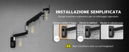 Supporto Monitor Muro per Monitor 17-49 Pollici, fino a 20kg, VESA 75/100 mm