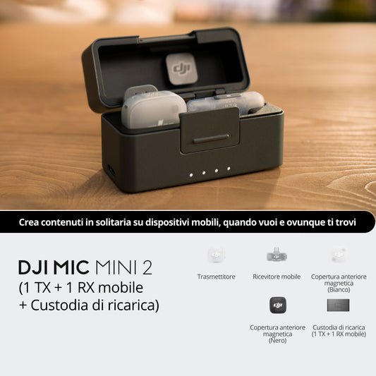 DJI Mic Mini 2 (1 TX + 1 RX mobile + Custodia di ricarica)