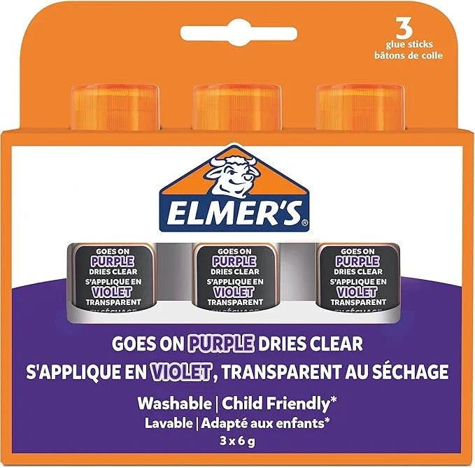 Elmer's 6 g, 3-Pack Disappearing Glue Stick - Purple