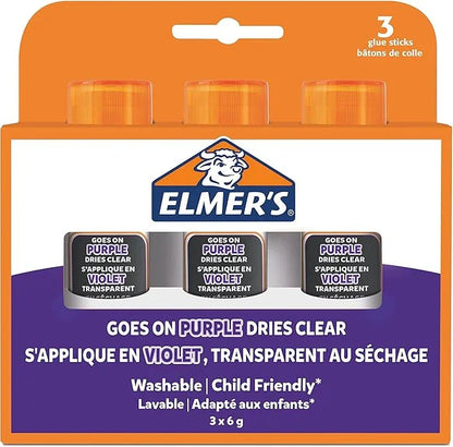 Elmer's 6 g, 3-Pack Disappearing Glue Stick - Purple
