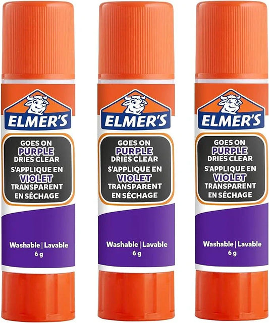 Elmer's 6 g, 3-Pack Disappearing Glue Stick - Purple