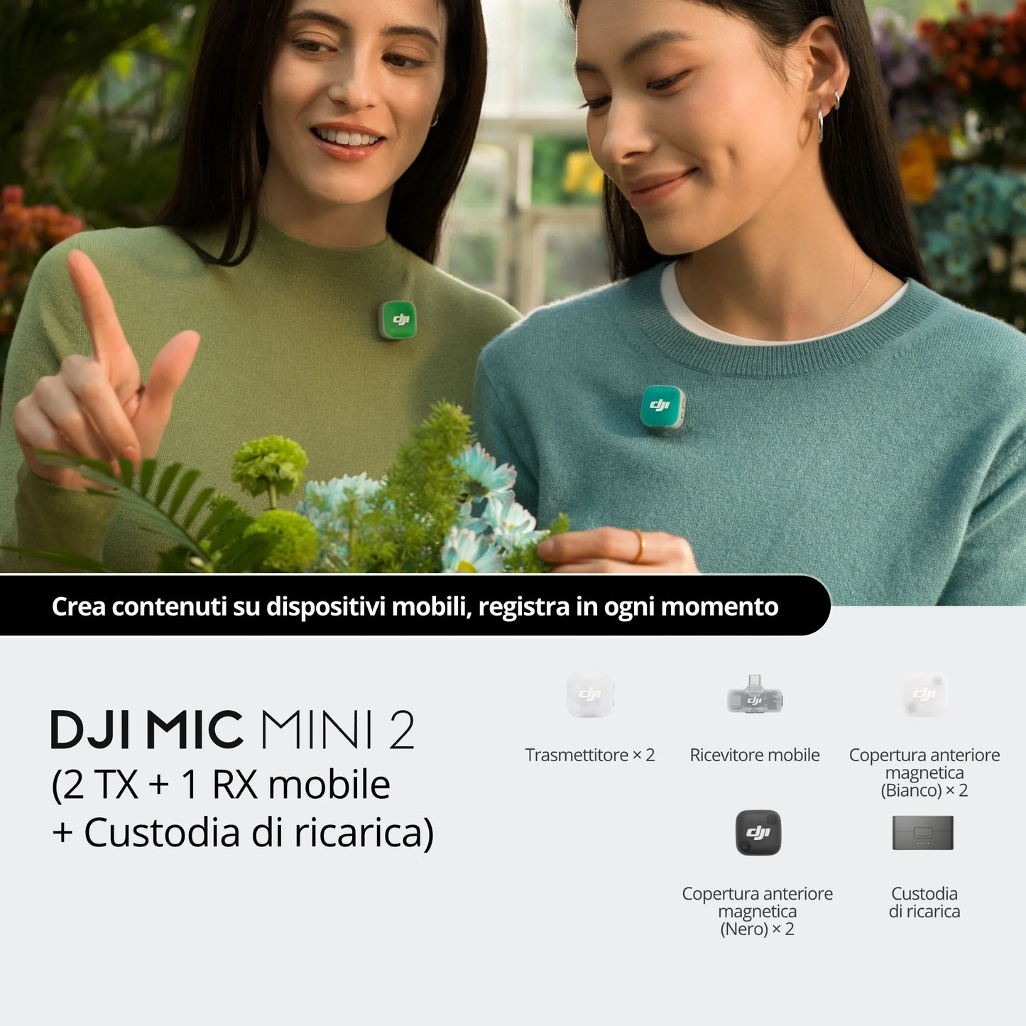 DJI Mic Mini 2 (1 TX + 1 RX mobile + Custodia di ricarica) - 3Digital | Droni e Stampanti 3D