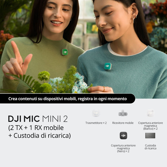 DJI Mic Mini 2 (1 TX + 1 RX mobile + Custodia di ricarica) - 3Digital | Droni e Stampanti 3D