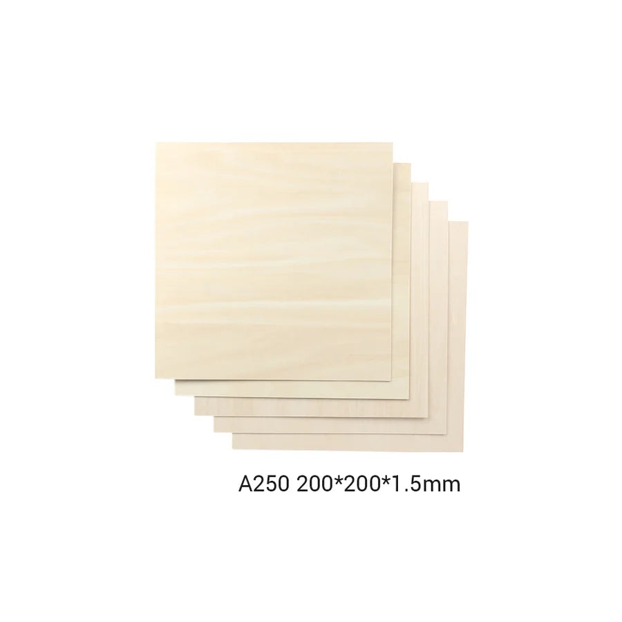 SNAPMAKER Fogli in laminato di legno di tiglio A250, 200x200x0.5 mm (Set da 5) - 3Digital | Droni e Stampanti 3D