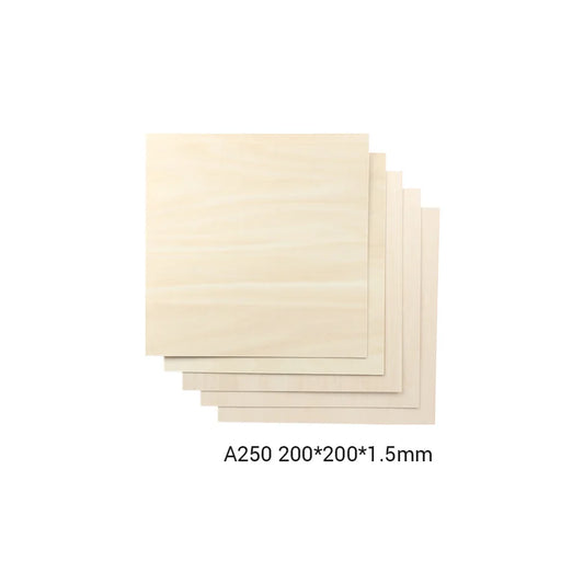 SNAPMAKER Fogli in laminato di legno di tiglio A250, 200x200x0.5 mm (Set da 5) - 3Digital | Droni e Stampanti 3D