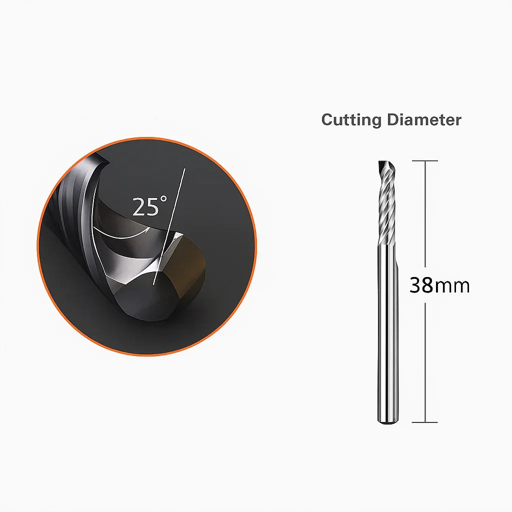 Makera - Punta a spirale 'O' a un tagliente per metallo - Codolo da 1/8"