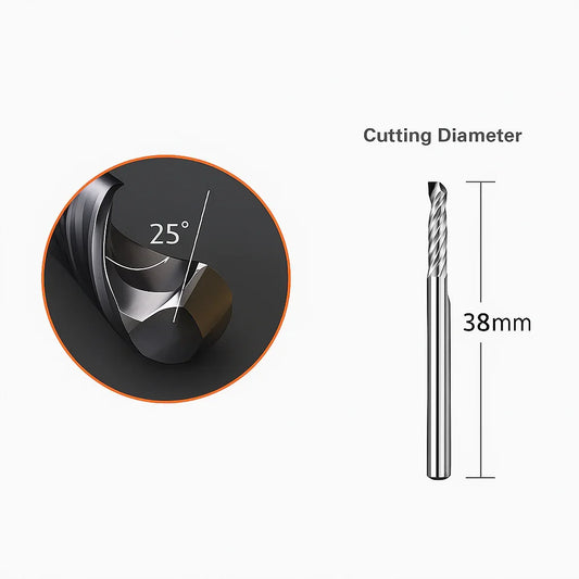 Makera - Punta a spirale 'O' a un tagliente per metallo - Codolo da 1/8"