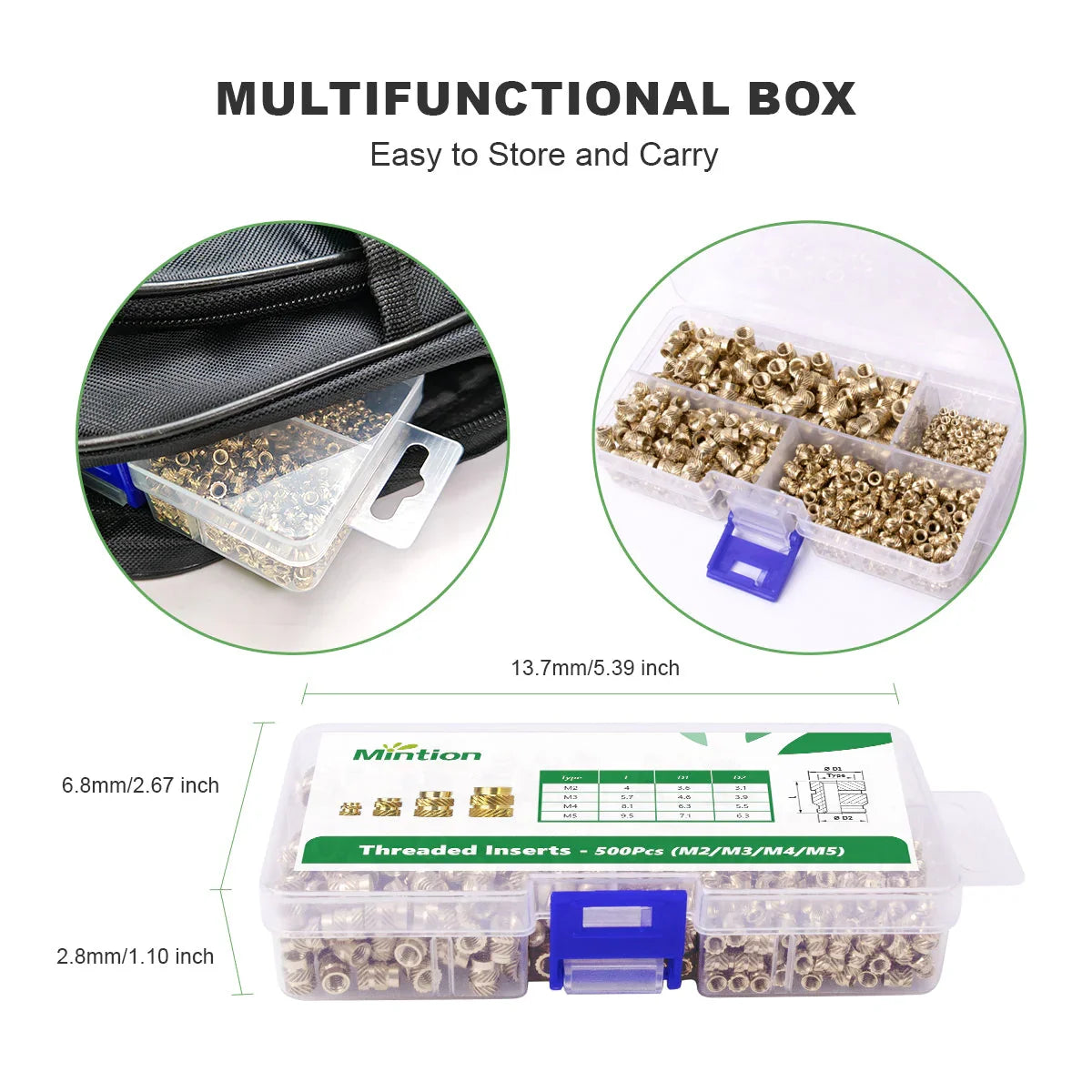 Mintion Set di inserti filettati assortiti Mintion - 500 pezzi