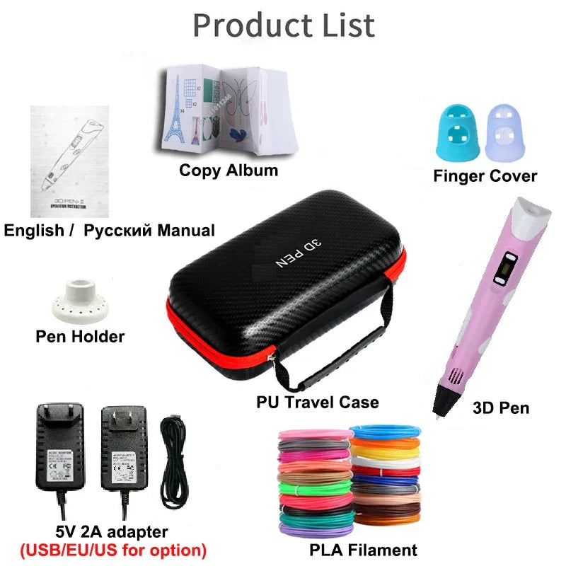 3D Pen with Travel Case and Filaments