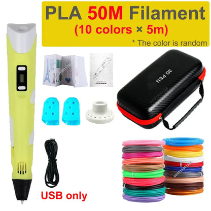 3D Pen with Travel Case and Filaments