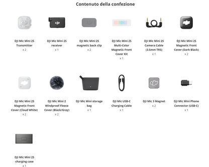 DJI Mic Mini 2S (2 TX + 1 RX + Custodia di ricarica)