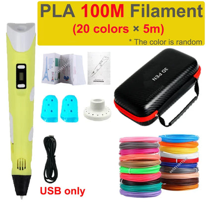 3D Pen with Travel Case and Filaments