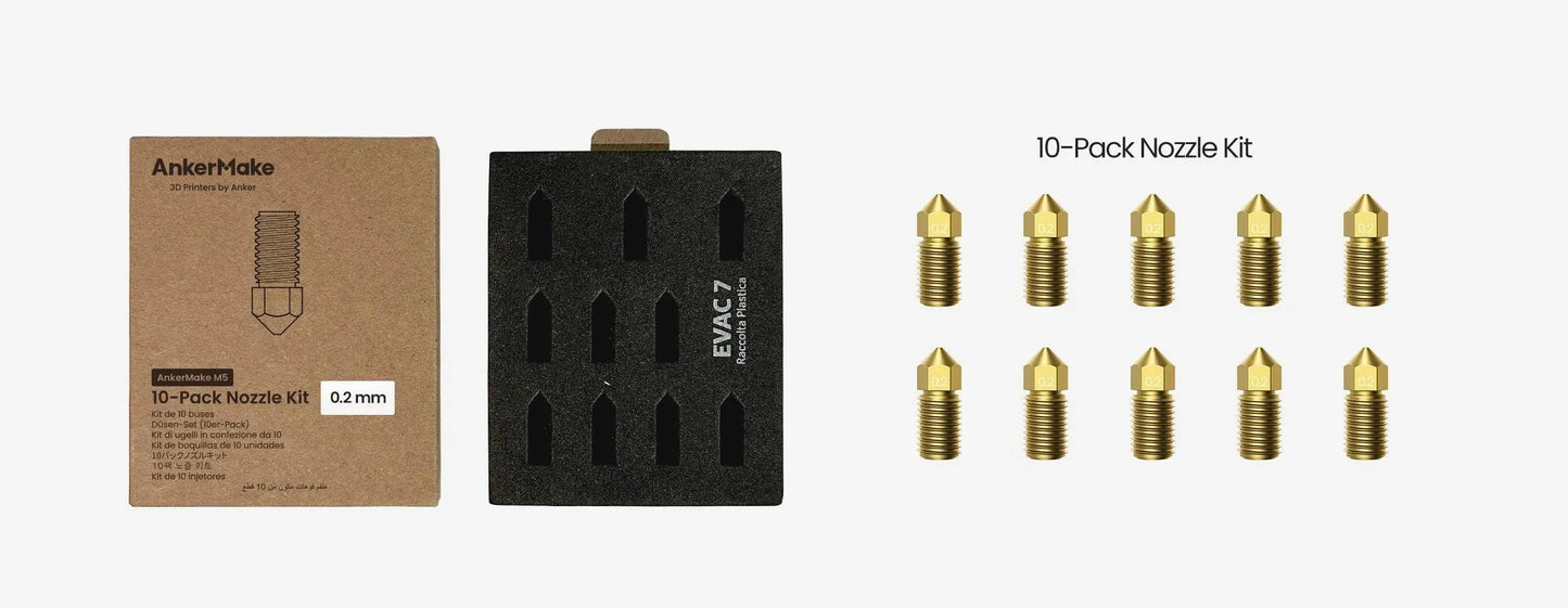 ANKERMAKE M5 / M5C BRASS NOZZLE KIT 0,2MM - 10 PCS - 3Digital | Droni e Stampanti 3D