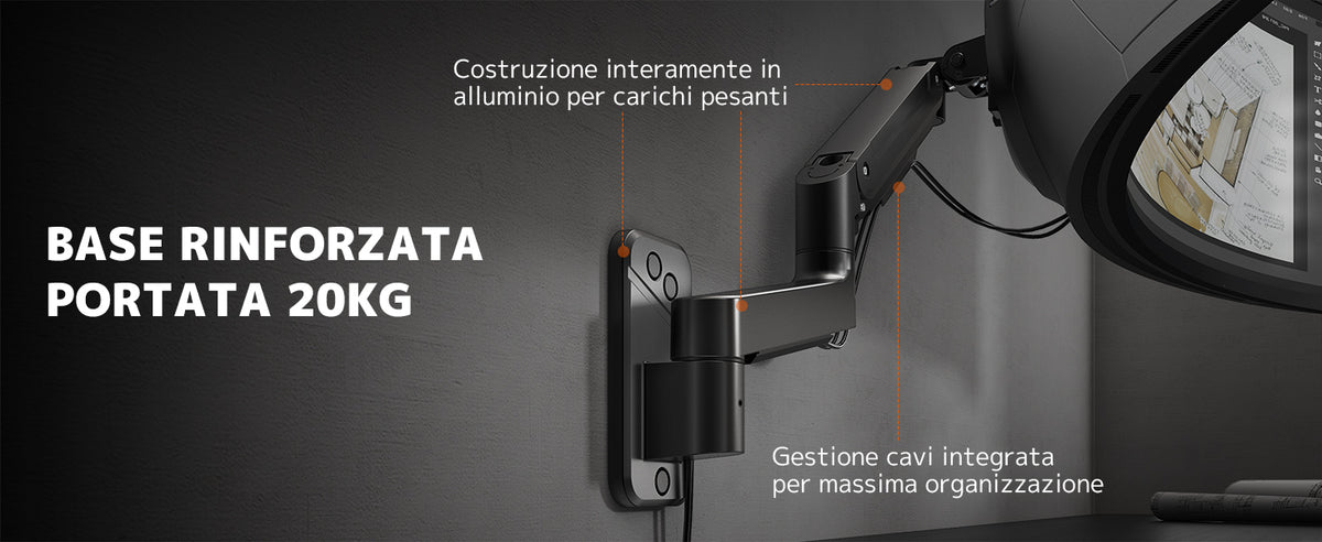 Supporto Monitor Muro per Monitor 17-49 Pollici, fino a 20kg, VESA 75/100 mm