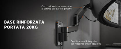 Supporto Monitor Muro per Monitor 17-49 Pollici, fino a 20kg, VESA 75/100 mm