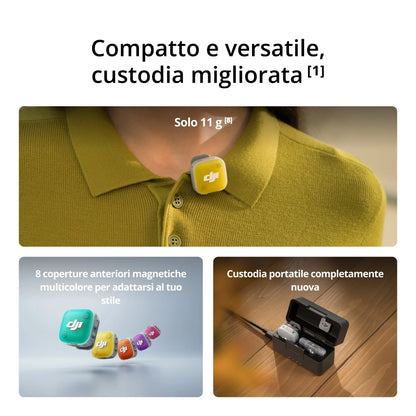 DJI Mic Mini 2 (1 TX + 1 RX mobile + Custodia di ricarica) - 3Digital | Droni e Stampanti 3D