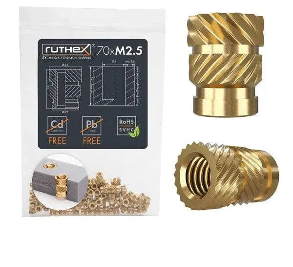 INSERTO FILETTATO RUTHEX M2.5 – RX-M2.5X5.7 - 70 PZ - 3Digital | Droni e Stampanti 3D