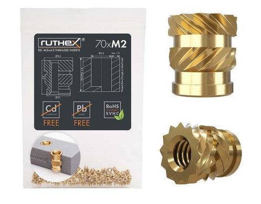 INSERTO FILETTATO RUTHEX M2 – RX-M2X4 - 70 PZ - 3Digital | Droni e Stampanti 3D