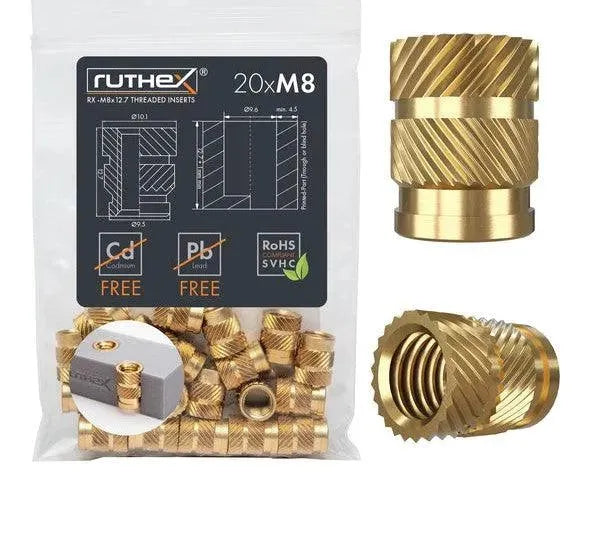 INSERTO FILETTATO RUTHEX M8 – RX-M8X12.7 - 20 PZ - 3Digital | Droni e Stampanti 3D