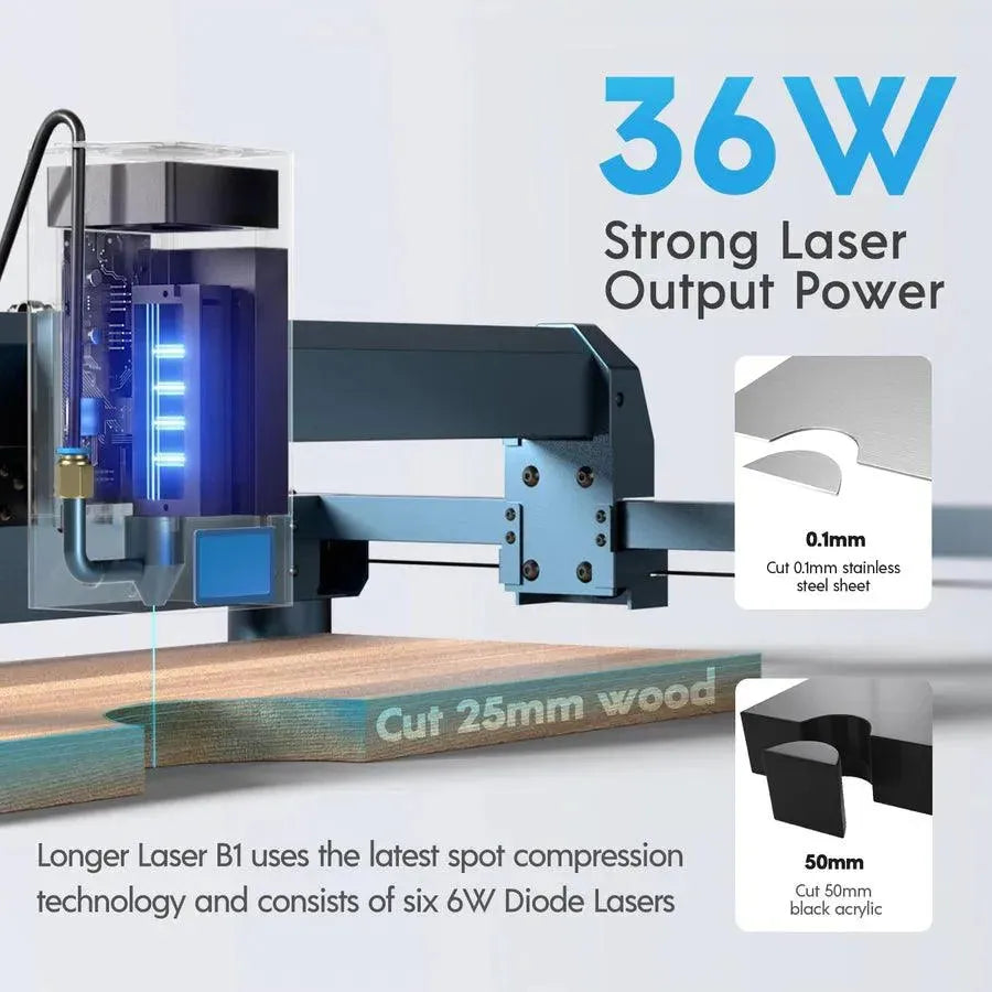 Longer Laser B1 30W Engraving Machine(33-36W Output Power) - 3Digital | Droni e Stampanti 3D