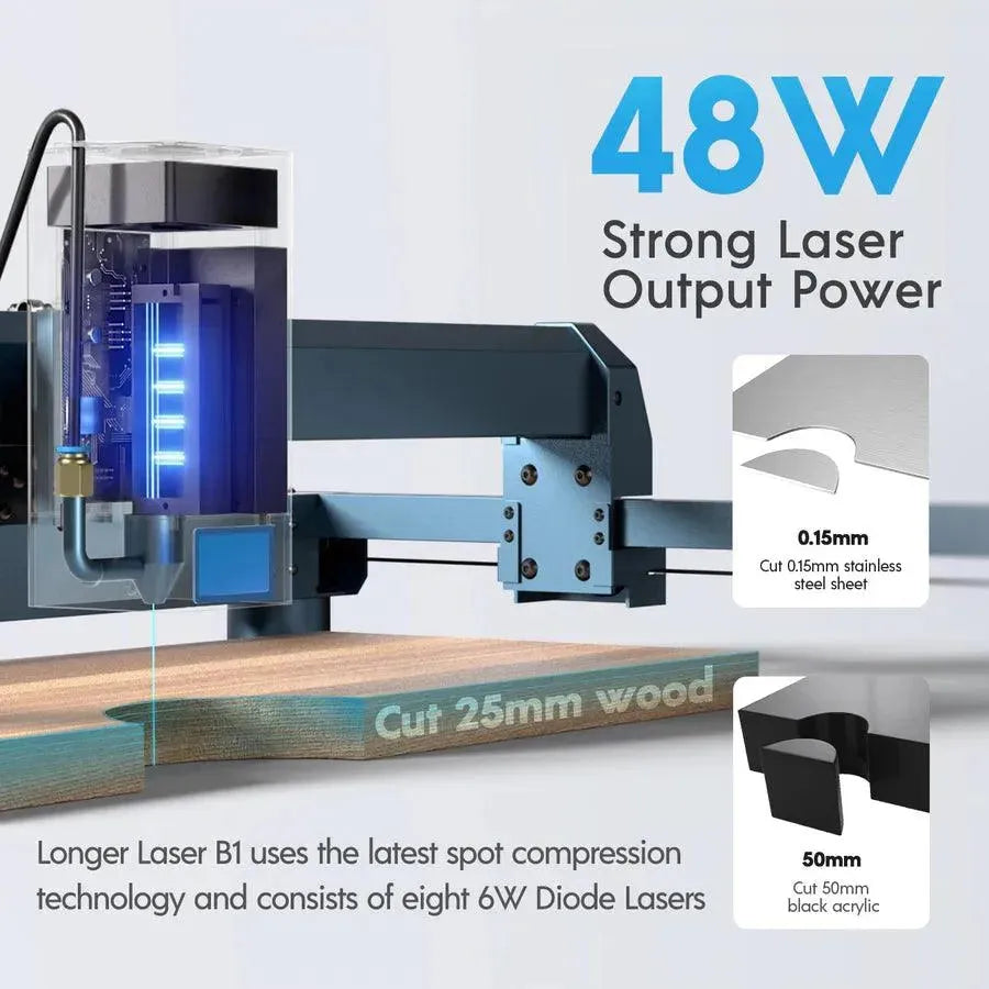 Longer Laser B1 40W Engraving Machine(44-48W Output Power) - 3Digital | Droni e Stampanti 3D