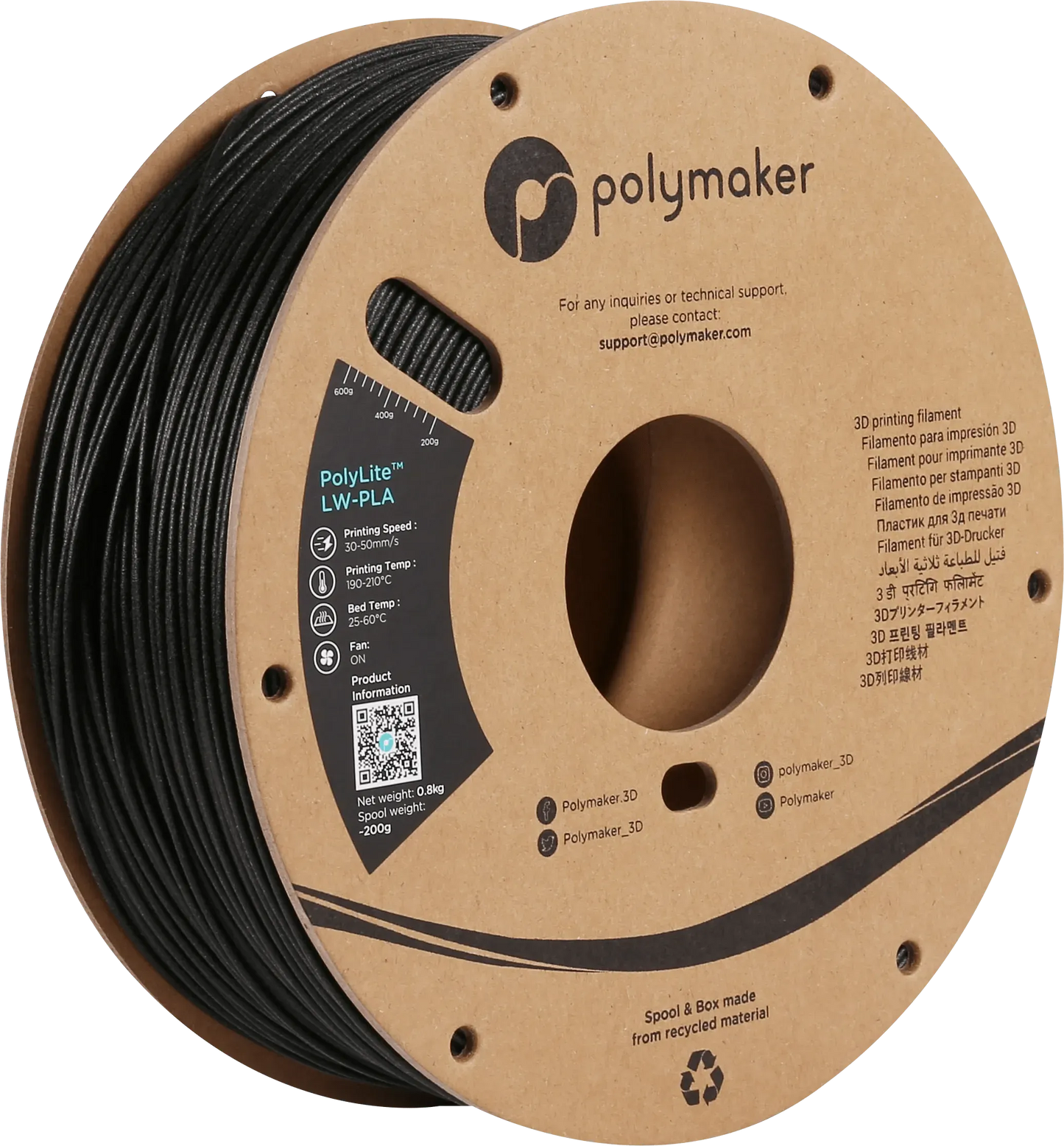 POLYMAKER POLYLITE LW-PLA 1.75mm/800g - 3Digital | Droni e Stampanti 3D