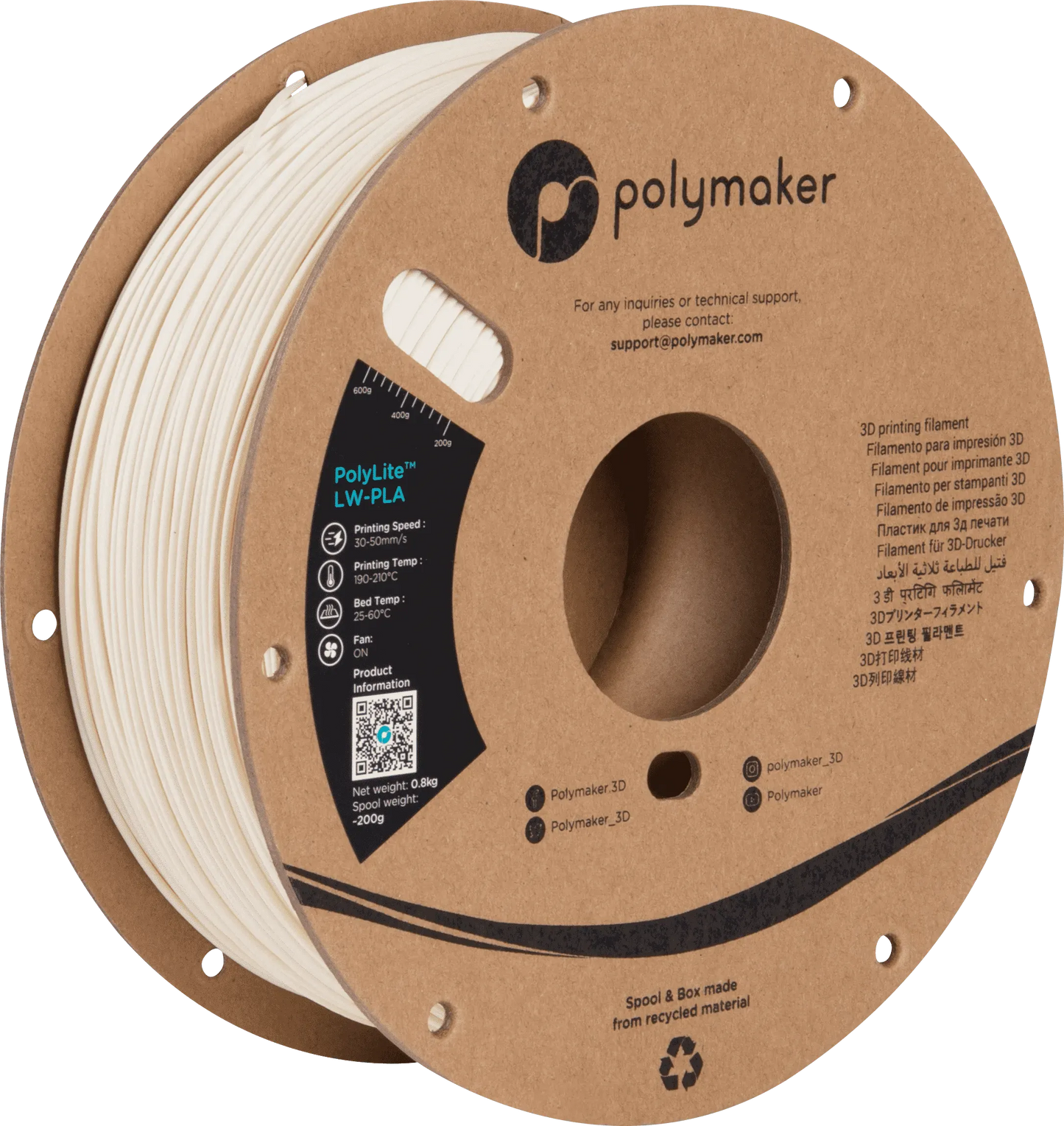 POLYMAKER POLYLITE LW-PLA 1.75mm/800g - 3Digital | Droni e Stampanti 3D