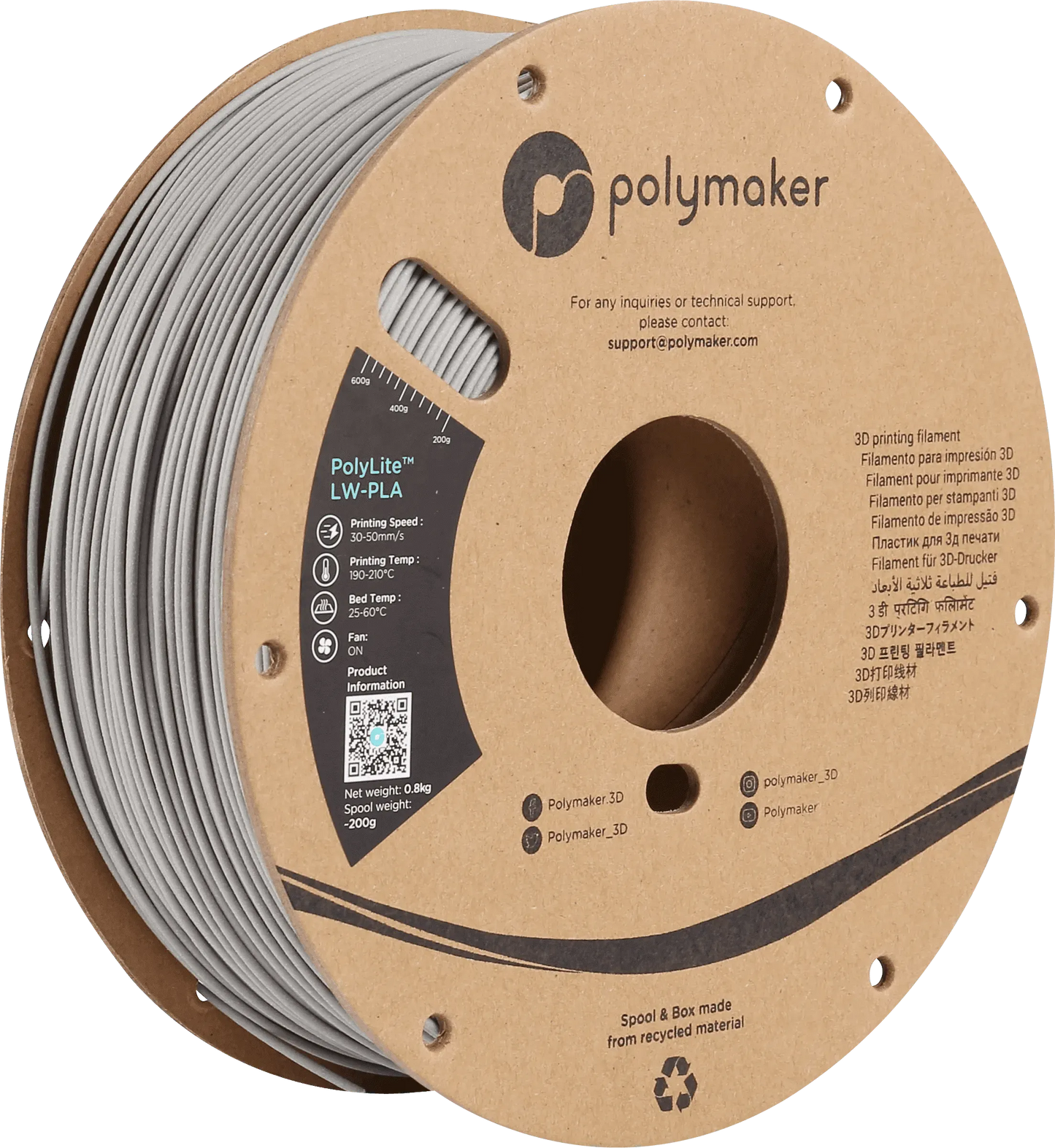 POLYMAKER POLYLITE LW-PLA 1.75mm/800g - 3Digital | Droni e Stampanti 3D