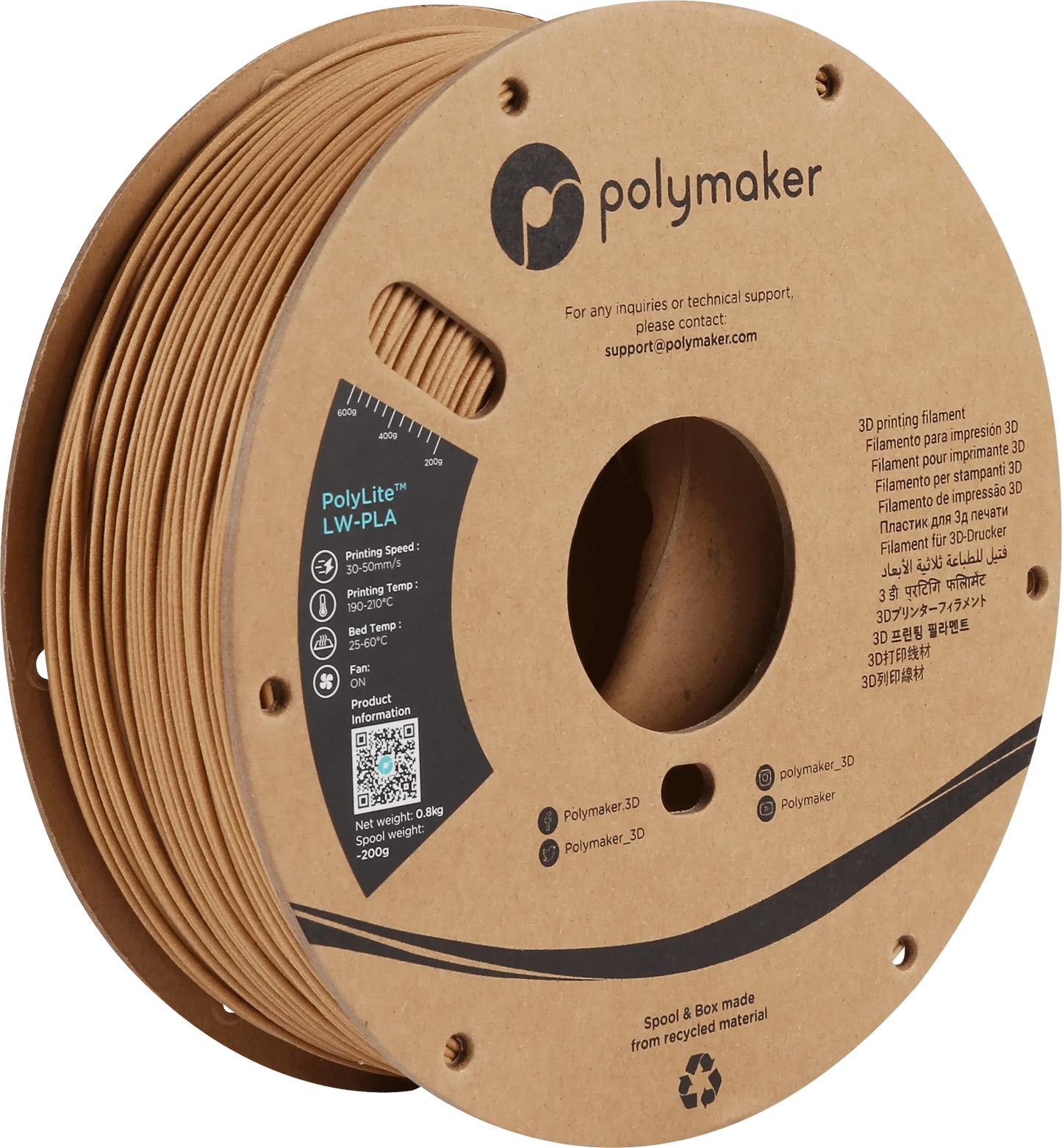 POLYMAKER POLYLITE LW-PLA 1.75mm/800g - 3Digital | Droni e Stampanti 3D