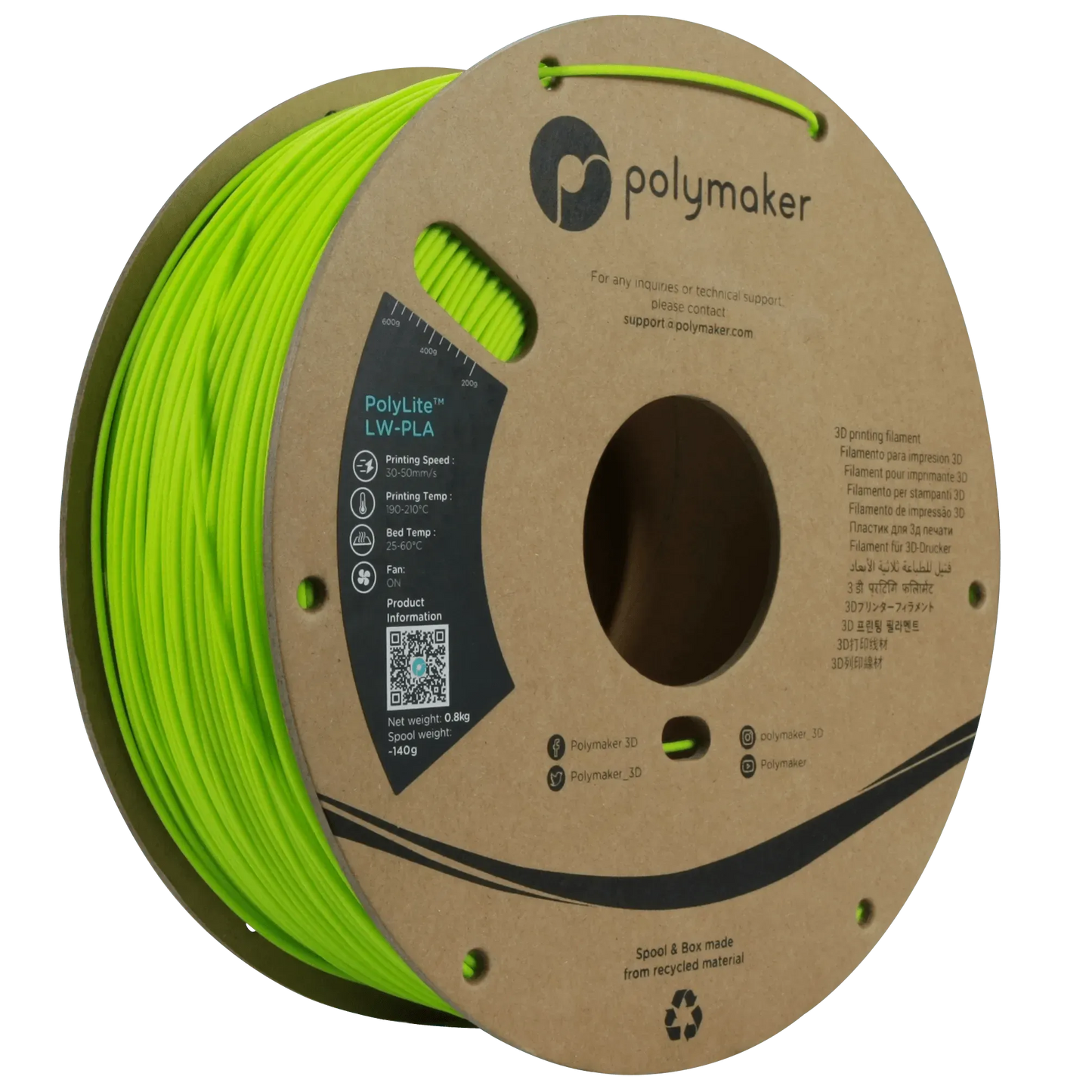 POLYMAKER POLYLITE LW-PLA 1.75mm/800g - 3Digital | Droni e Stampanti 3D