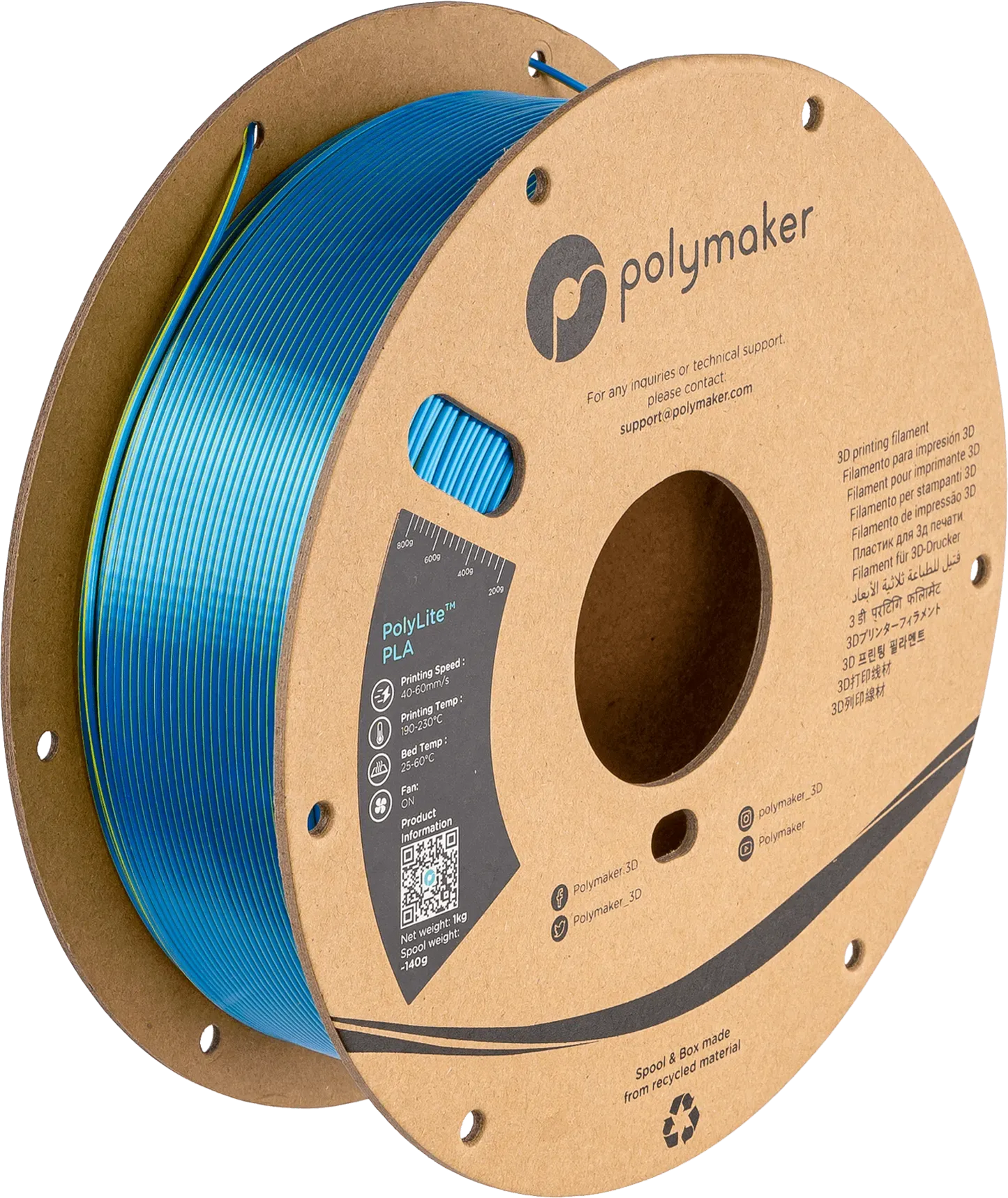 POLYMAKER POLYLITE SILK PLA DUAL COLOR 1.75mm/1KG - 3Digital | Droni e Stampanti 3D